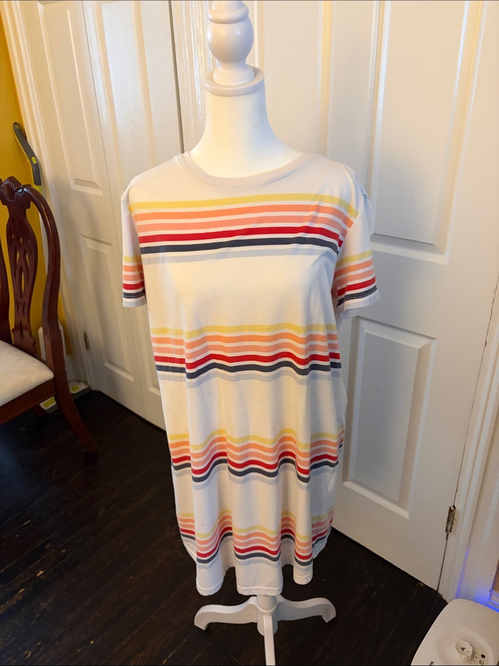 Z Supply Cream Short Sleeve Dress with Multicolor Stripes